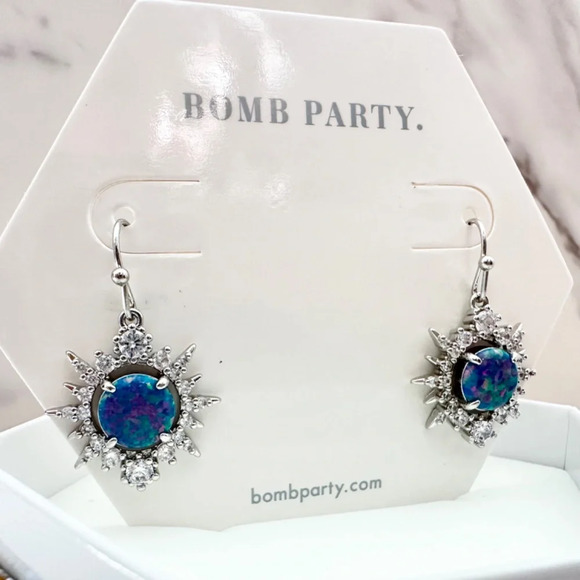 Bomb Party October Sunburst Wonder Emerald Fire Opal Earrings RBP4149 NWT - Picture 3 of 3